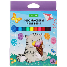 Х-FP_066360 Фломастеры 12 цв. "ECO" -Приключения кота Пирожка- в карт.коробке с европодвесом