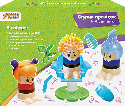 70049 Набор для лепки "Студия причесок"тесто 150г, аксессуары фото