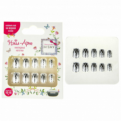 Фото товара 1toy Т20818 Lukky Нэйл-Арт наб. #18 Mirror 10 наклад.ногтей на клеевой основе,10-16 лет,кор. 