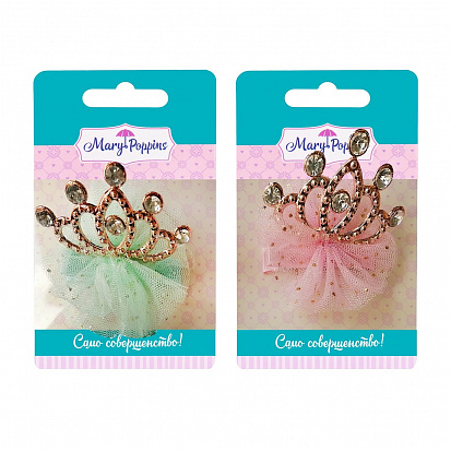 Фото товара 455401 Зажим-бант "Корона", 5 см., в ассорт.