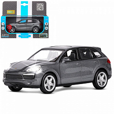 1251140JB Машинка металл. 1:32 Porsche Cayenne S, серый, инерция, свет, звук, откр. двери, в/к 17,5*