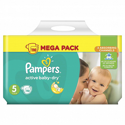 Фото товара PAMPERS Подгузники Active Baby-Dry Junior 5 (11-16 кг) Упаковка 110, 