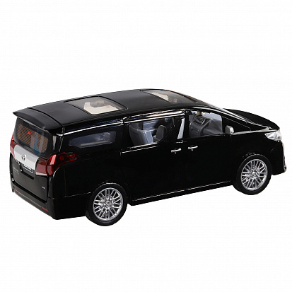 Фото 1251405JB ТМ "Автопанорама" Машинка металл. 1:29 Toyota Alphard, черный, откр. передние двери, свет,