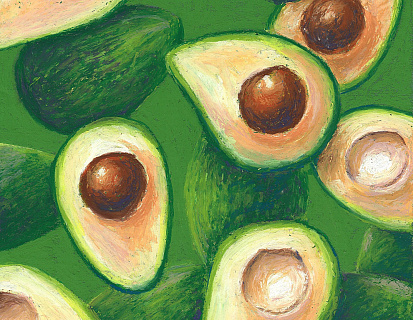 Фото ХК-8144 Холст с красками 17х22 по номер. в кор. (13цв.) Яркие зеленые авокадо (Арт. ХК-8144)