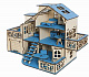 миниатюра ЭД-027 Кукольный домик с гаражом, цвет Морской бриз (мебель в комплекте)