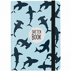 СКЕТЧБУК А5. АКУЛЫ (выб.лак, голубая резинка)