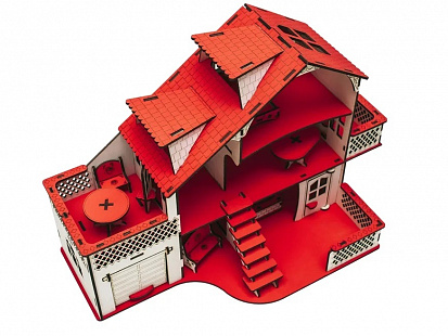 Фото ЭД-017 Кукольный домик с гаражем,цвет Рубиновый