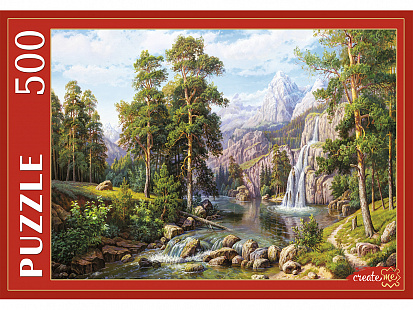 Фото товара РУКП500-2919 ПАЗЛЫ 500 элементов. В. ПОТАПОВ. ПЕЙЗАЖ С ВОДОПАДОМ (Арт. РУКП500-2919)