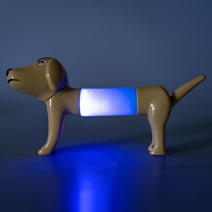 Фото ВВ5754 Игрушка-антистресс собачка трубочка Bondibon, Blister, подсветка, голубая