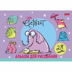 Альбом для рисования ХАТБЕР А4 24 листа "LITTLE ELEPHANT" скоба, 4 дизайна (073420) (24А4тВ) (11/55)