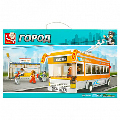 M38-B0332 Конструктор пласт. остановка городского транспорта, с фигурками, 465дет. в русс. кор.