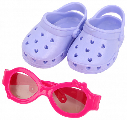 Фото товара 453131 Набор аксессуаров для куклы 43см шлепанцы и очки.