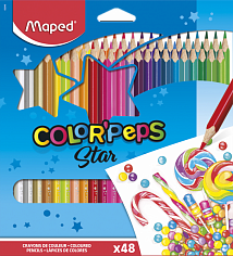Карандаши цветные MAPED "COLOR PEP'S" 48цв.,трехгранные,ударопроч.,карт.европодвес (832048) (136912)