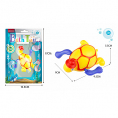 D758 Заводная игрушка для ванной Черепаха 10см, цвет желтый+красный (D758)