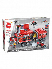 12025-Q Конструктор пластиковый "Пожарная машина" 1431 дет., 62х8х40см, в коробке ( Арт. 12025-Q)