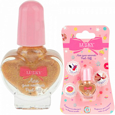 Т22770 Лак для ногтей peel-off перламутр. с ароматом клубнич. пончика,сердечко 5 мл,золотой металлик