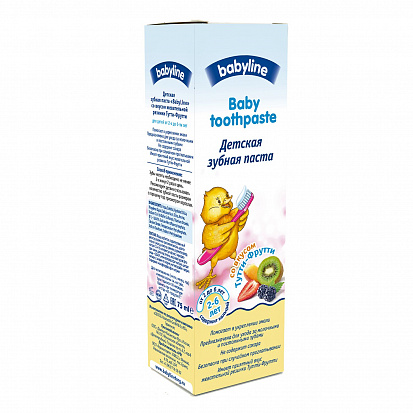 Фото DB013 BABYLINE Детская зубная паста со вкусом Тутти-Фрутти, 75 мл