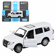1251430JB ТМ "Автопанорама" Машинка металлическая, 1:43 Mitsubishi Pajero 4WD Tubro,белый, инерция, 