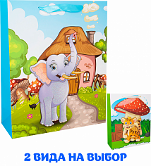 141V-946 Пакет 26х32х10см 3D с блестками Звери мультяшки 141V-946