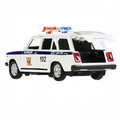 Фото 2104-12SLPOL-WH Машина металл свет-звук "ваз-2104 жигули полиция" 12см, инерц., белый в кор. Технопа