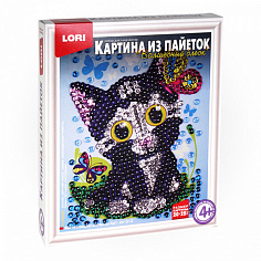 LORI Ап-013 Картина из пайеток "Мечтающий котенок"(Лори)