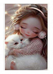 ФЕ-72949 Блокнот А6 40л. # ДЕВОЧКА В НАУШНИКАХ С КОТЕНКОМ 60г/м 1 скоба Феникс