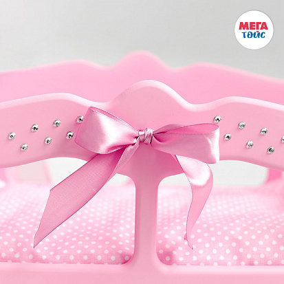 Фото МТ 72519 Кроватка (колыбелька) с постельным бельем и балдахином (коллекция "Diamond princess" розова