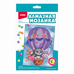 LORI Амк-010 Алмазная мозаика 15*20 детская (неполное заполнение) "На воздушном шаре"