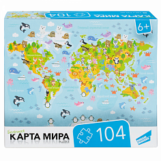 RI1003 Игра детская настольная "104 Карта мира"
