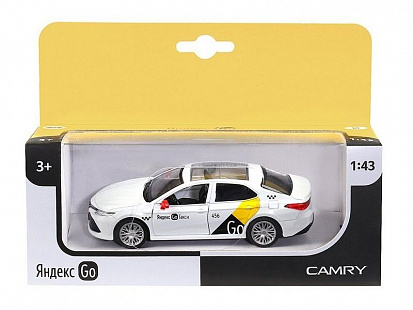 Фото 1251484JB Яндекс GO машинка металлическая 1:43 Toyota Camry, цвет белый, инерция, откр. двери, 17,5*