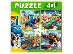 П-7586 Пазл 4 в 1 9,16, 25, 36 эл. Набор для мальчиков П-7586