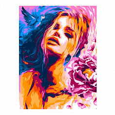 LORI Кпн-286 Картина по номерам на картоне 28,5*38 см "Девушка с цветком"