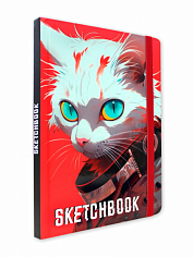 СКЕТЧБУК А5. КОТ ИЗ БУДУЩЕГО (выб.лак, красная резинка)