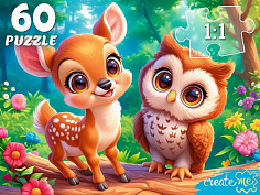П60-5991 Пазл 60 Оленёнок и сова П60-5991