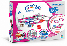 1toy Т10197 гибкий трек "Мегаполис" 239 дет, мост, парковка-разворот, стрелка, машинка, 38,5x30
