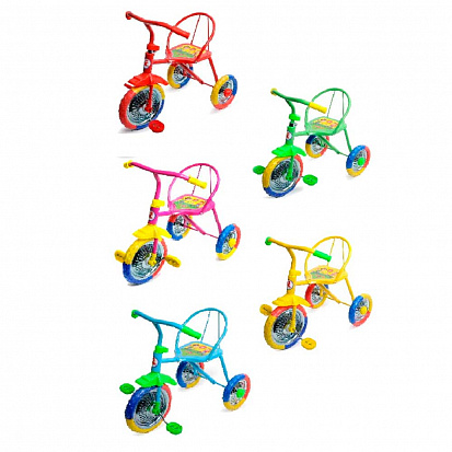 Фото LH702 Велосипед трехколесный, 3-х цветные ПВХ колеса 10' и 8', 6 цветов в ассорт. в/к