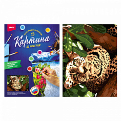 LORI Кпн-007 Картина по номерам на картоне 28,5*38 см "Леопард"