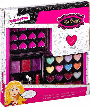Фото товара ВВ2254 Набор детской декор. косметики Bondibon Eva Moda, BOX 29,5х27,5х4 см; косметичка-квадрат, рас