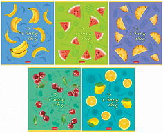 Тетрадь А5 48 л. клетка ХАТБЕР "JUICY DAY", скоба, выб.лак 5 диз. (48Т5вмВ1) (073080) (5/100)