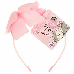 HAIRBAND-ML-5 Аксессуары д/девочек ободок для волос, розовый бант из репсовой ленты МИЛАЯ ЛЕДИ
