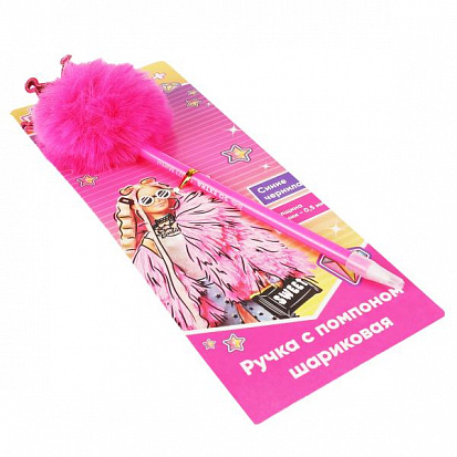 Фото PEN1-65356-BRB Ручка шариковая БАРБИ с розовым пуш.топпером, barbie extra, блистер Умка
