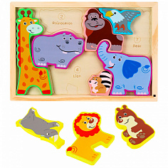 И-0414 Деревянная Пазл рамка Животные 22х16х8см. И-0414