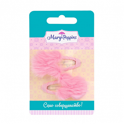 Фото товара 455313 Набор заколок клик-клак "Пушистый зайка" 2 шт., в ассорт.