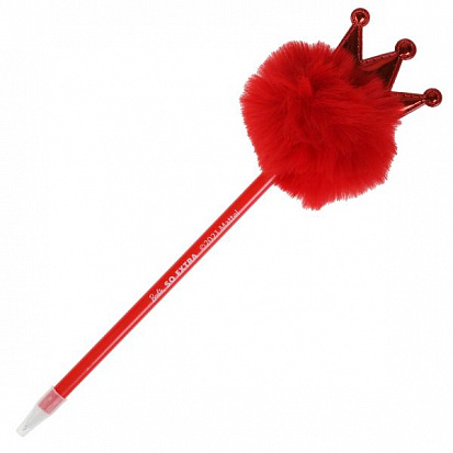 Фото PEN2-65353-BRB Ручка шариковая БАРБИ с красным пуш.топпером, barbie extra, блистер Умка