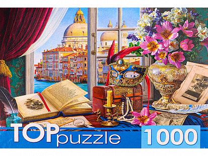 Фото товара ХТП1000-4148 TOPpuzzle. ПАЗЛЫ 1000 элементов. ХТП1000-4148 Натюрморт с видом на Венецию