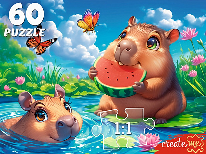 Фото товара П60-5997 ПАЗЛЫ 60 элементов. КАПИБАРЫ (Арт. П60-5997)