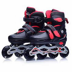 R0067 Роликовые коньки раздвижные ROCKET,PU колёса со светом, размер S(28-31) красные, в сумке 