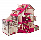 миниатюра ЭД-038 Кукольный домик с гаражом, разборной цвет "Фуксия" (мебель в комплекте)
