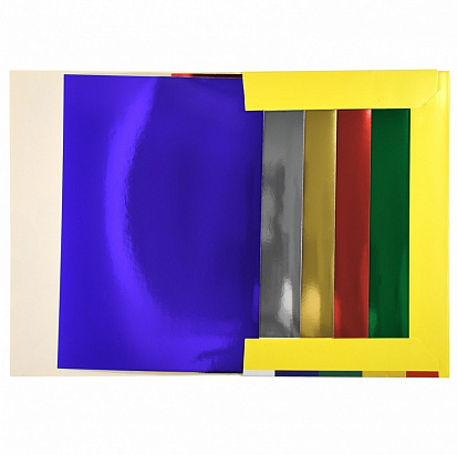 Фото Набор цветного картона А4 КАЛЯКА-МАЛЯКА, 5 цв., 5 л., фольгир. (20%) (70) (КФКМ05) (073362)