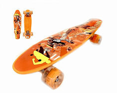 Т00408-2 Оранжевый спорт, Пенни-борд со светящимися колесами. 60 см. (8).